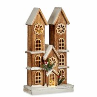 Decoratieve figuren Licht Huis Wit Bruin Hout 25 x 46 x 9 cm (6 Stuks) 2