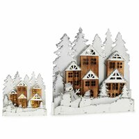 Decoratieve figuren Licht Dorp Wit Bruin Hout 44 x 44,7 x 6 cm (4 Stuks) 3
