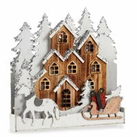Decoratieve figuren Licht Dorp Wit Bruin Hout 44 x 44,5 x 6 cm (4 Stuks) 2