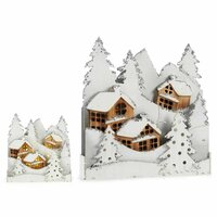 Decoratieve figuren Licht Dorp Wit Bruin Hout 44 x 48 x 7,5 cm (4 Stuks) 3