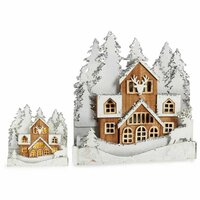 Decoratieve figuren Licht Dorp Wit Bruin Hout 44 x 43 x 6 cm (4 Stuks) 3