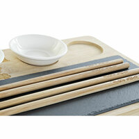 Sushi set DKD Home Decor PC-186227 Wit Zwart Natuurlijk Bamboe Raad van bestuur Modern Orientaals 28,5 x 18,5 x 2,6 cm (9 Onder
