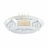 Snackdienblad DKD Home Decor Blauw Natuurlijk Bamboe Keramiek Mediterrane 23,5 x 23,5 x 7 cm 3