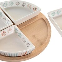 Snackdienblad DKD Home Decor 21,5 x 21,5 x 1 cm Multicolour Keramiek 2