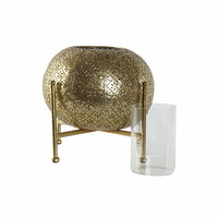Kaarshouder Home ESPRIT Gouden Metaal Kristal 24 x 24 x 20 cm 5