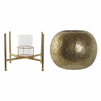 Kaarshouder Home ESPRIT Gouden Metaal Kristal 29 x 29 x 26,5 cm 6