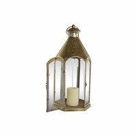 Kaarshouder Home ESPRIT Gouden Metaal Kristal 23 x 23 x 48 cm 5