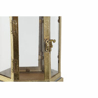 Kaarshouder Home ESPRIT Gouden Metaal Kristal 18 x 18 x 35,5 cm 3