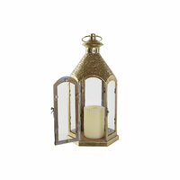 Kaarshouder Home ESPRIT Gouden Metaal Kristal 18 x 18 x 35,5 cm 5