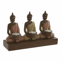 Kaarshouder Home ESPRIT Bruin Oranje Koraal Limoen Hars 28 x 8,5 x 17 cm 3