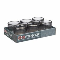 Kaarshouder Strepen Grijs Kristal 9 x 9,5 x 9 cm (12 Stuks) 3