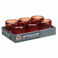 Kaarshouder Strepen Oranje Kristal 9 x 9,5 x 9 cm (12 Stuks) 3