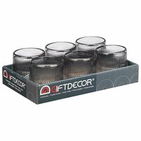 Kaarshouder Strepen Grijs Kristal 7,5 x 7,8 x 7,5 cm (12 Stuks) 3