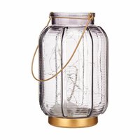 Led-lantaarn Strepen Grijs Gouden Glas 13,5 x 22 x 13,5 cm (6 Stuks) 2