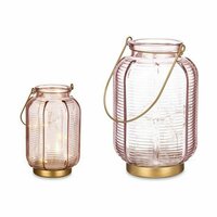 Led-lantaarn Strepen Roze Gouden Glas 13,5 x 22 x 13,5 cm (6 Stuks) 3