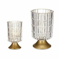 Led-lantaarn Transparant Gouden Glas 10,7 x 18 x 10,7 cm (6 Stuks) 3