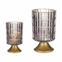 Led-lantaarn Grijs Gouden Glas 10,7 x 18 x 10,7 cm (6 Stuks) 3