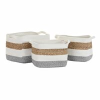 Mandenset DKD Home Decor Wit Natuurlijke Vezel 36 x 27 x 27 cm 3 Onderdelen 3
