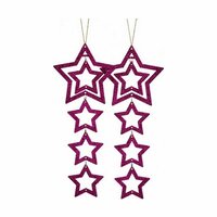 Kerst Decoratie Set Ster Fuchsia 19 x 0,2 x 23 cm (24 Stuks) 2