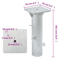 Parasolvoet voor in de grond 16x16x39,5 cm staal zilverkleurig 6