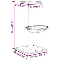 Kattenmeubel met sisal krabpaal 74 cm lichtgrijs 9