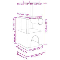 Kattenmeubel met sisal krabpalen 109,5 cm lichtgrijs 6