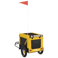 Hondenfietstrailer oxford stof en ijzer geel en zwart 9