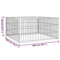 Hondenkennel 4 panelen 100x50 cm gepoedercoat staal zwart 6