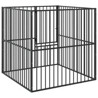 Hondenkennel 4 panelen gepoedercoat staal zwart 2