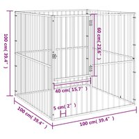 Hondenkennel 4 panelen gepoedercoat staal zwart 9