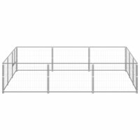 Hondenkennel 9 m&sup2; staal zilverkleurig 2