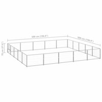 Hondenkennel 25 m&sup2; staal zilverkleurig 6