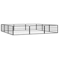 Hondenkennel 12 panelen 100x50 cm gepoedercoat staal zwart 3