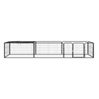 Hondenkennel 8 panelen 100x50 cm gepoedercoat staal zwart 2