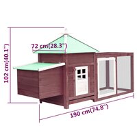 Kippenhok met nestkast 190x72x102 massief vurenhout mokkakleur 6