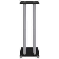 Luidsprekerstandaards 2 st 4 pijlers gehard glas zwart zilver 6