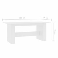 Eettafel 180x90x76 cm bewerkt hout wit 7