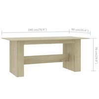 Eettafel 180x90x76 cm bewerkt hout sonoma eikenkleurig 7