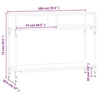 Wandtafel 100x30,5x75 cm bewerkt hout zwart 9