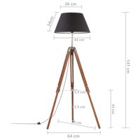 Vloerlamp driepoot 141 cm massief teakhout honingbruin en zwart 9