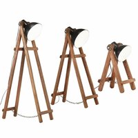 Vloerlampen 3 st E27 massief mangohout zwart 3