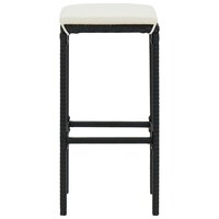 Barkrukken met kussens 2 st poly rattan zwart 4