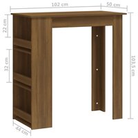 Bartafel met opbergrek 102x50x103,5 cm bewerkt hout bruin eiken 7