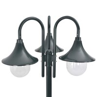 Paalverlichting tuin E27 220 cm aluminium donkergroen 3-delig 3