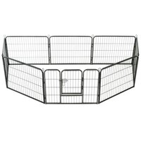 Hondenren met 8 panelen 80x60 cm staal zwart 2