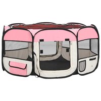 Hondenren inklapbaar met draagtas 145x145x61 cm roze 2