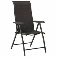 Tuinstoelen 2 st inklapbaar poly rattan zwarte koffiekleur 4
