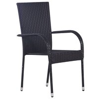 Tuinstoelen stapelbaar 2 st poly rattan zwart 4