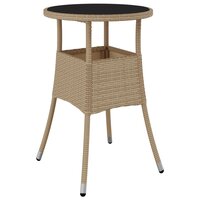 Tuintafel &Oslash;60x75 cm gehard glas en poly rattan beige 2