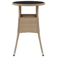 Tuintafel &Oslash;60x75 cm gehard glas en poly rattan beige 3